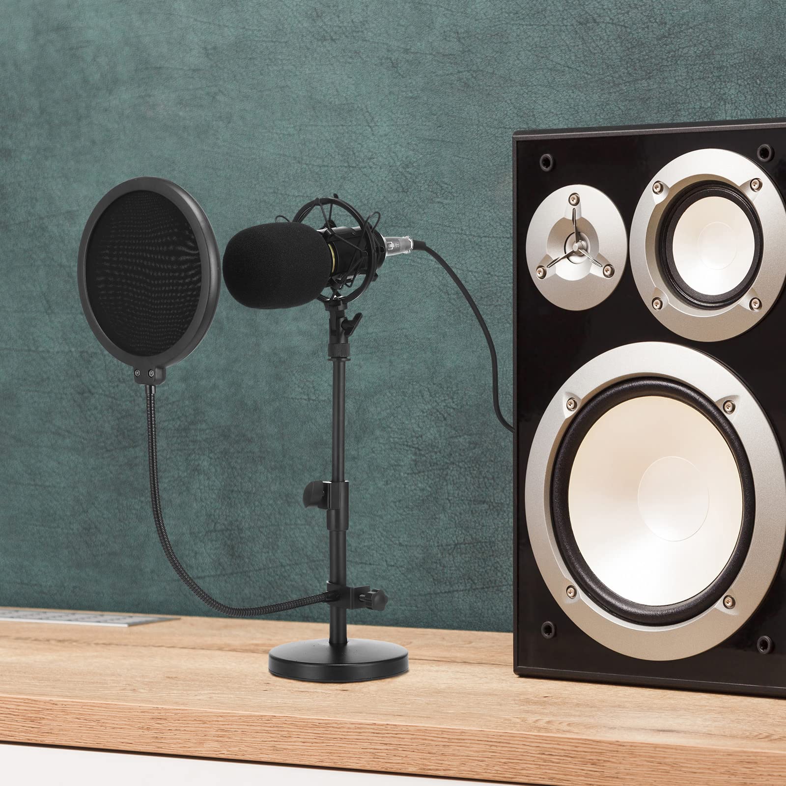 4 Pack XLR Condenser Microphone Professional Studio Cardioid Microphone Kit Includes Cardioid Mics Shock Stand Windproof Cotton